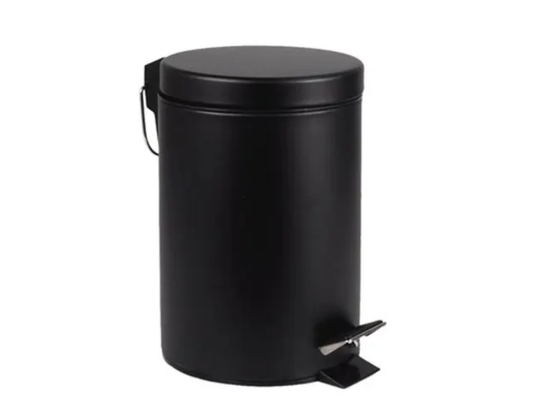 BRASQ Abfalleimer Treteimer - 20 Liter - Schwarz - Edelstahl - 28,9 x 28,9 x 44 cm