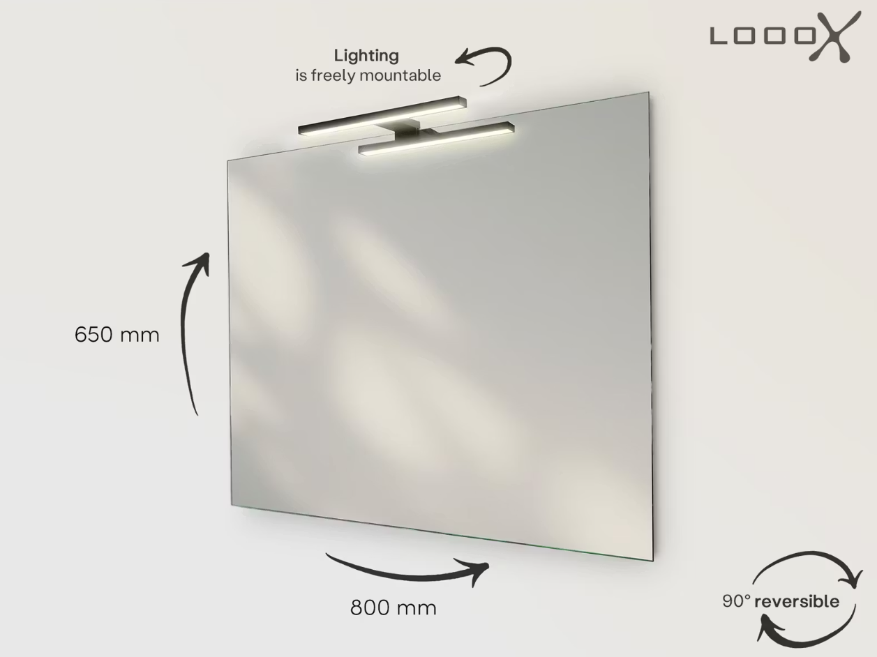 LoooX Luxus-Badezimmer-Spiegel mit LED-Licht - 80 x 65 cm