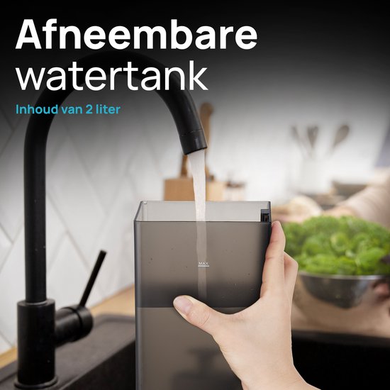MOA Heißwasserspender HWD01B - Heißwasserhahn - Deluxe-Sofortkocher - Einstellbare Temperatur (20°C, 40°C, 85°C, 100°C) - Volumenauswahl (200 ml, 400 ml) - Heißwasserspender - Babymilchfunktion