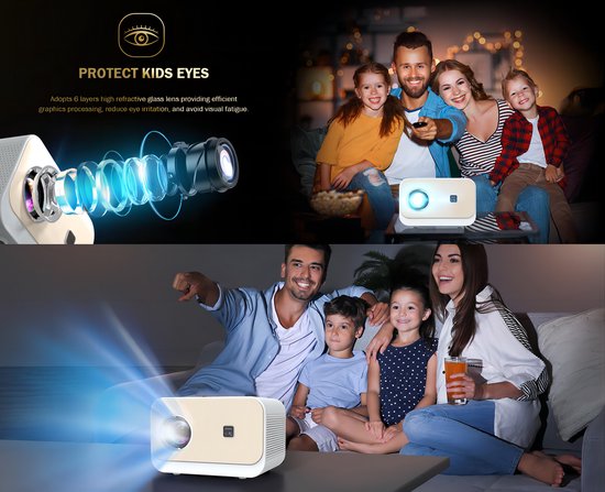 Fuegobird A11 Smart Beamer - 1080P Full HD Projektor - Android TV 9.0 - 200 ANSI - Streaming mit IOS & Android - Elektrischer Fokus und Trapezkorrektur - 1GB RAM+8GB ROM - 2.4G/5G WiFi - BT5.0 - Netflix/Prime Video/Youtube - Weiß