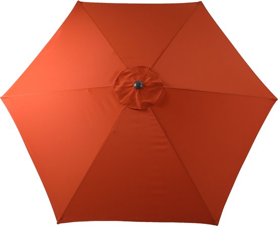 AXI Noor Stabsonnenschirm Ø 300 cm Eichenoptik/Terrakotta – Pulverbeschichtetes Gestell – Neigbar