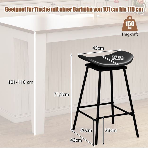 Coast Drehbare Barhocker – 2er-Set – 43 x 45 x 71,5 cm – Braun und Schwarz