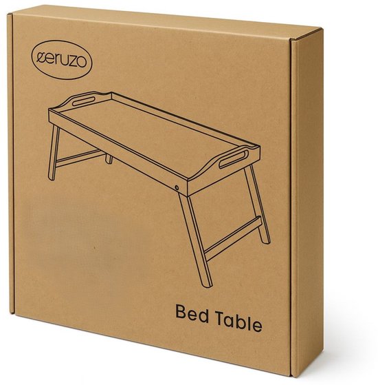 Ceruzo Frühstück-im-Bett-Tablett – Zusammenklappbarer Betttisch aus Bambus, 50 x 30 cm – Weiß