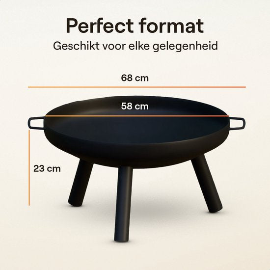 Flowsense Feuerschale - Outdoor Feuerkorb - Gartenkamin - Stimmungsvolle Feuerstelle - Für Garten und Terrasse - Stahl - Ø 58 cm