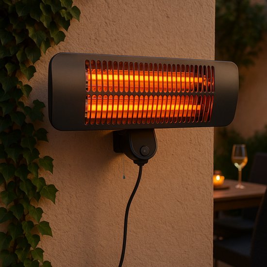 alpina Infrarot-Hängheizung – Terrassenheizung 2000 W, 3 Heizstufen – Spritzwassergeschützte Terrassenheizung IP34 mit Infrarot-Panel – Terrassenheizung