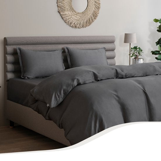 Home by TEMPUR - Topper Spannbetttuch - 90 x 200 x 9 cm - Anthrazit & Bambusfasern - Seidenweich & reizarm - Schlafzimmer & Komfort - Trocknerfest und knitterfrei