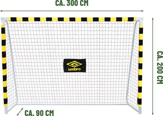 Umbro - Fußballtor groß - Metall - 300 x 200 x 90cm - schwarz/gelb