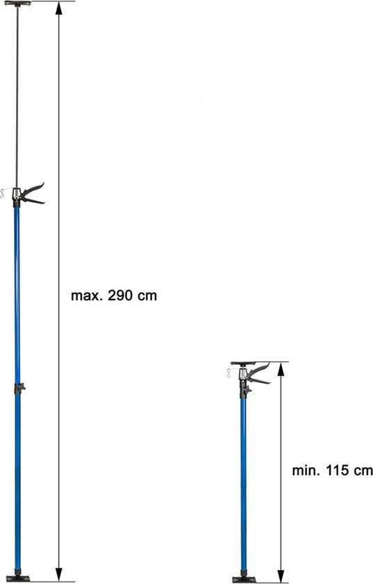 tectake - set van 4 plafondsteunen 115 - 290 cm - blauw - 402400