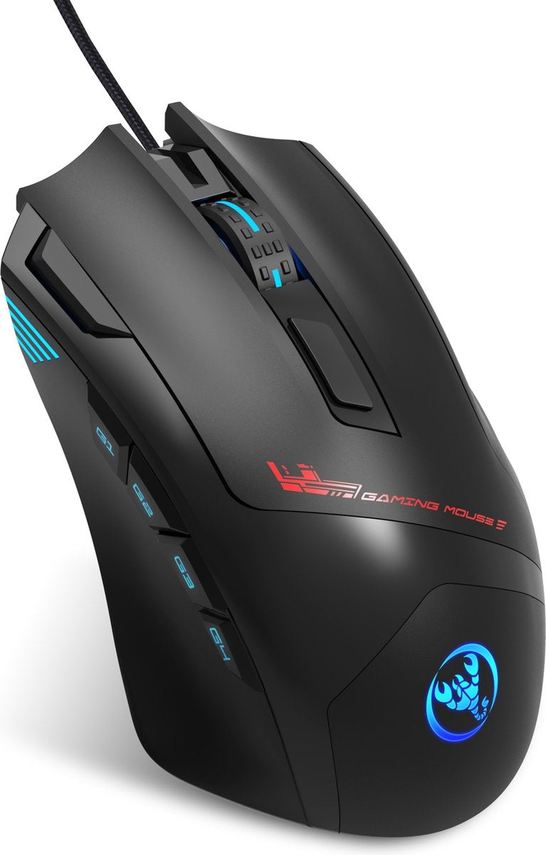 HXSJ S600 Pro Optische Gaming-Maus - Programmierbar - RGB-Licht - Ergonomisch - 7200DPI - Schwarz