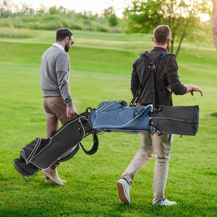 Coast Golf Stand Cart Bag - 4-fach unterteilt - Leichtgewicht mit 4 Staufächern - Inklusive Regenschutz - Griffe und doppelter Schultergurt - Maße: 36 x 32 x 112 cm - Farbe: Schwarz