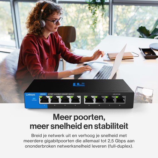 Linksys LN2308 – Netzwerk-Switch – Unmanaged – 2500 Mbit/s – 8 Anschlüsse