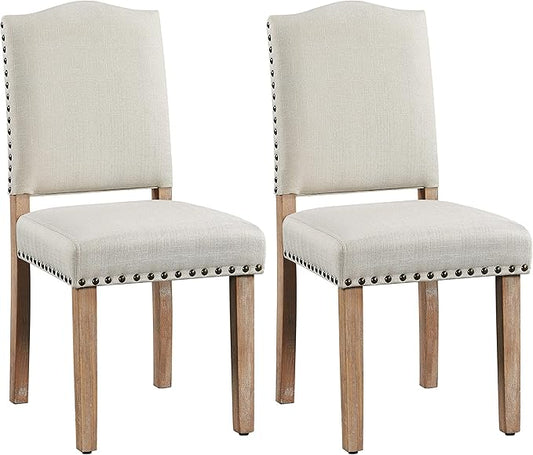 Yaheetech Esszimmerstühle, 2er-Set, gepolstert, mit Holzbeinen – Beige – max. 136 kg