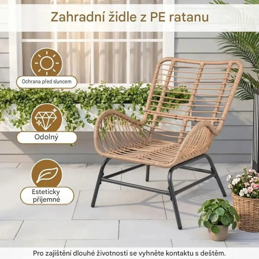 Coast Rotan Gartenstuhl 84 x 70 x 88 cm – PE-Rattan – Kissen – Braun