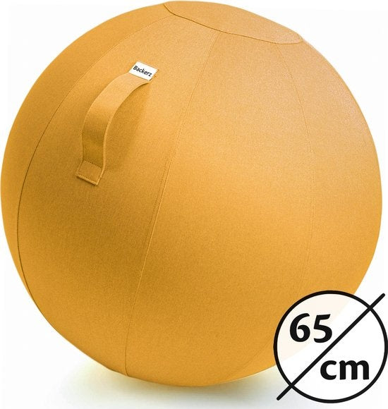 Bckz Sitzball Leinen - 65 CM - Mit Bezug - Balance Hocker - Luxus Yoga Ball - Ergonomisch - Gelb
