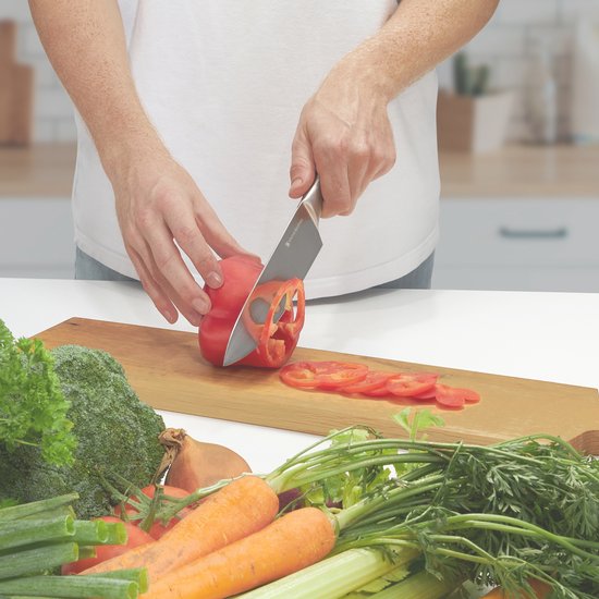 KitchenBrothers Messerset - Messerblock - 16-teilig - mit Schere und Wetzstahl - Silber/Edelstahl