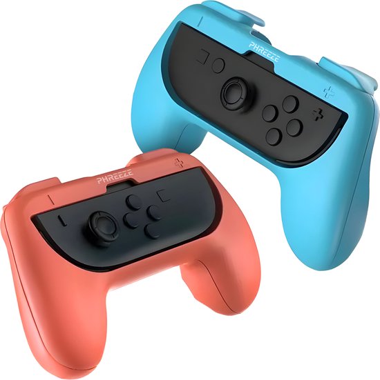 Phreeze Controller-Griffe, passend für Switch 2 Joy-Con-Griff – Halterung – ergonomisch – mit Triggern – rot und blau – 2 Stück