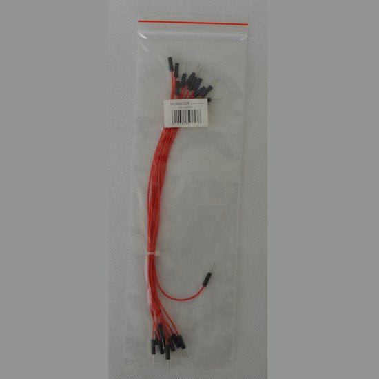 Jumper-Kabel-Set, 10 Stück / Set, 20 cm lang, Farbe: rot