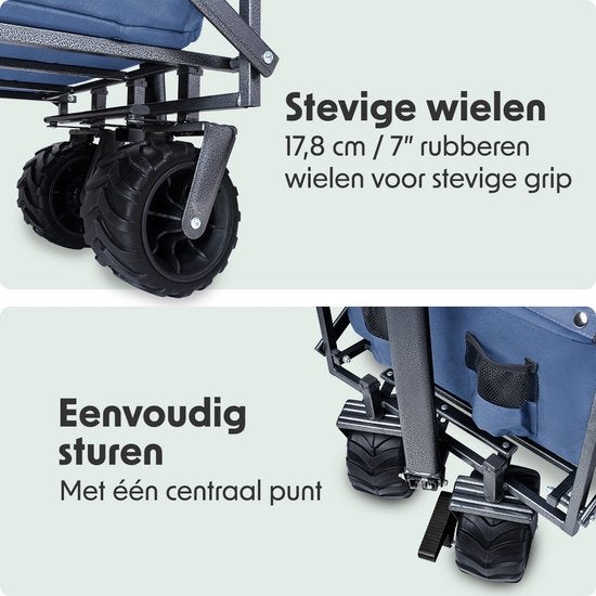 LifeGoods Wagon - faltbar - 80KG Tragfähigkeit - 94L - waschbares Polyester - Blau