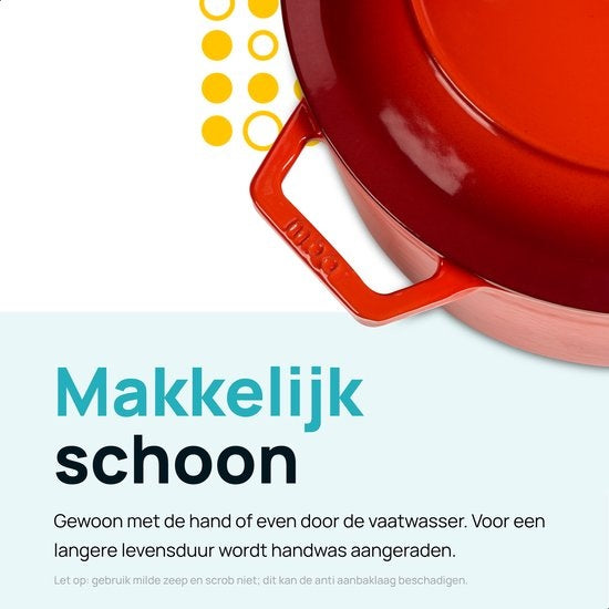 MOA Gusseisen-Kasserolle - Fassungsvermögen 5,7 Liter - 26CM - Rund - Alle Wärmequellen - Auch für Induktion - Gewicht 5,8 kg - Kirschrot - C26CB