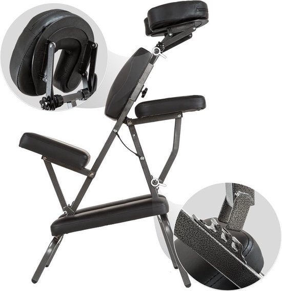 Tectake Massagesessel - Mit dicker Polsterung - Inklusive schwarzer Tragetasche - Schwarz