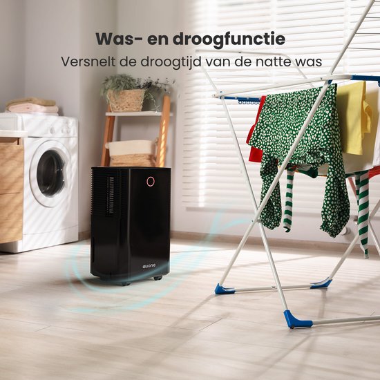 Auronic Luftentfeuchter – Compact-Serie – 10 l pro Tag – 2 l Wassertank – Wasch- und Trocknungsfunktion – Schlafzimmer, Badezimmer und Wohnzimmer – Luftentfeuchter für den Hausgebrauch – Schwarz