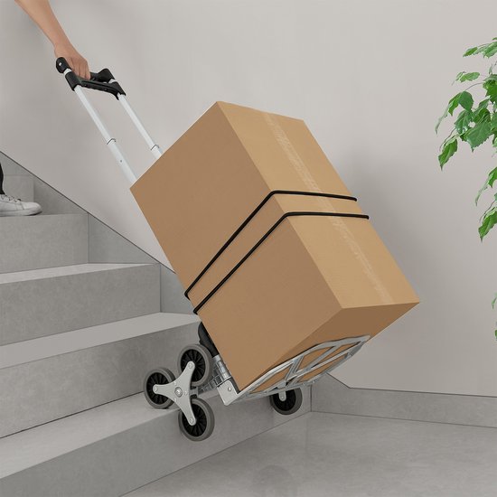 Juskys Zusammenklappbarer Treppenwagen / Steeple Trolley - Max. 80 kg - Inkl. Handschuhe & Expansionsseil