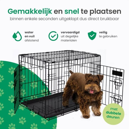 Gopets Hundebank faltbar XL - Bank - Für Hunde - Inkl. Hundekissen - 2 Türen - 107 x 71 x 76 cm