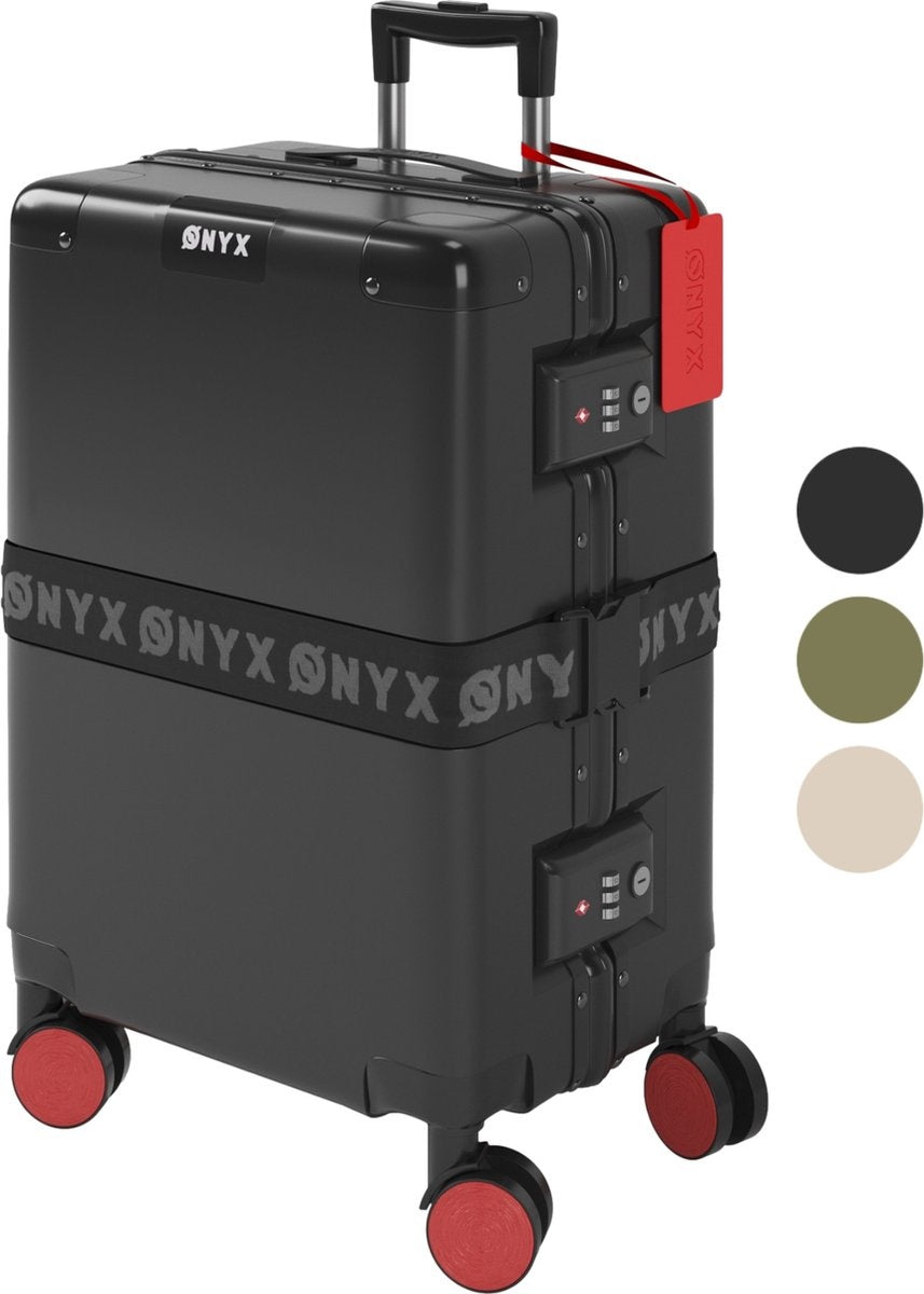 ONYX® Handgepäckkoffer 33L - TSA-Schloss - Spinner-Räder - Leichter Trolley - Aluminium - Schwarz