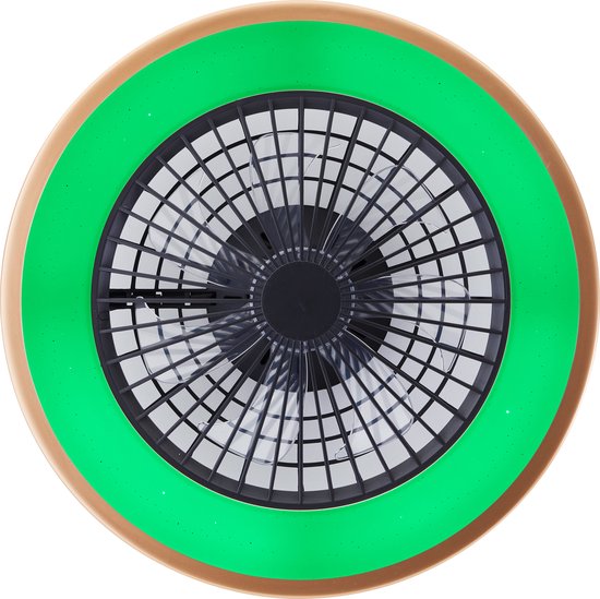 Brilliant Slimline - Deckenventilator - Mit Beleuchtung - LED 40W - 3000K-6500K - Dimmbar - Schwarz mit goldener Blende - Sehr leise