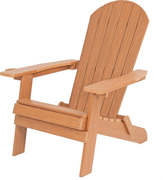 AXI Claire Adirondack Stuhl Braun – Loungesessel aus Kunststoff mit Armlehnen – Zusammenklappbar – Hohe Rückenlehne – Gartenstuhl – 84,5 x 77 x 95,5 cm – Langlebig und witterungsbeständig