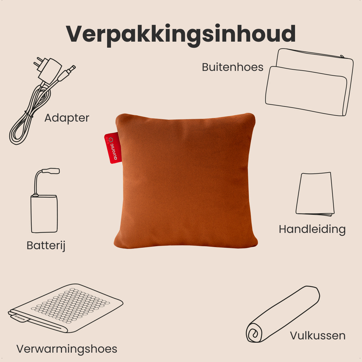 Auronic Heizkissen Classic – 45 x 45 cm – 3 Heizstufen – 10.000 mAh – Sunset Orange
