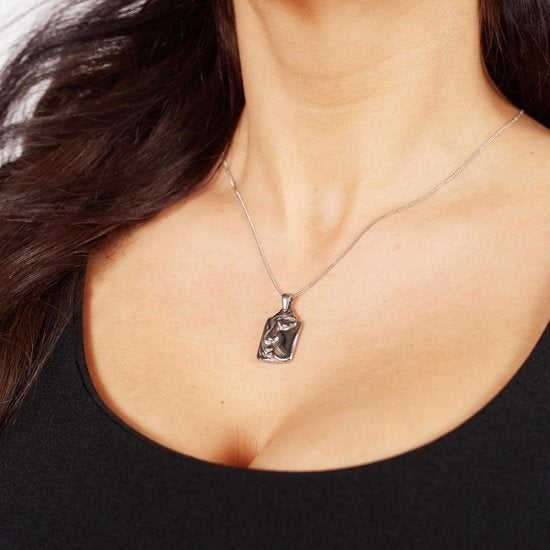 Laura Ferini Damen Halskette Faccina Silber - Silber Halskette mit Anhänger - 18K Weißgold vergoldet - Halskette - Halskette - Schmuck - Accessoires - Damen Halskette mit Anhänger