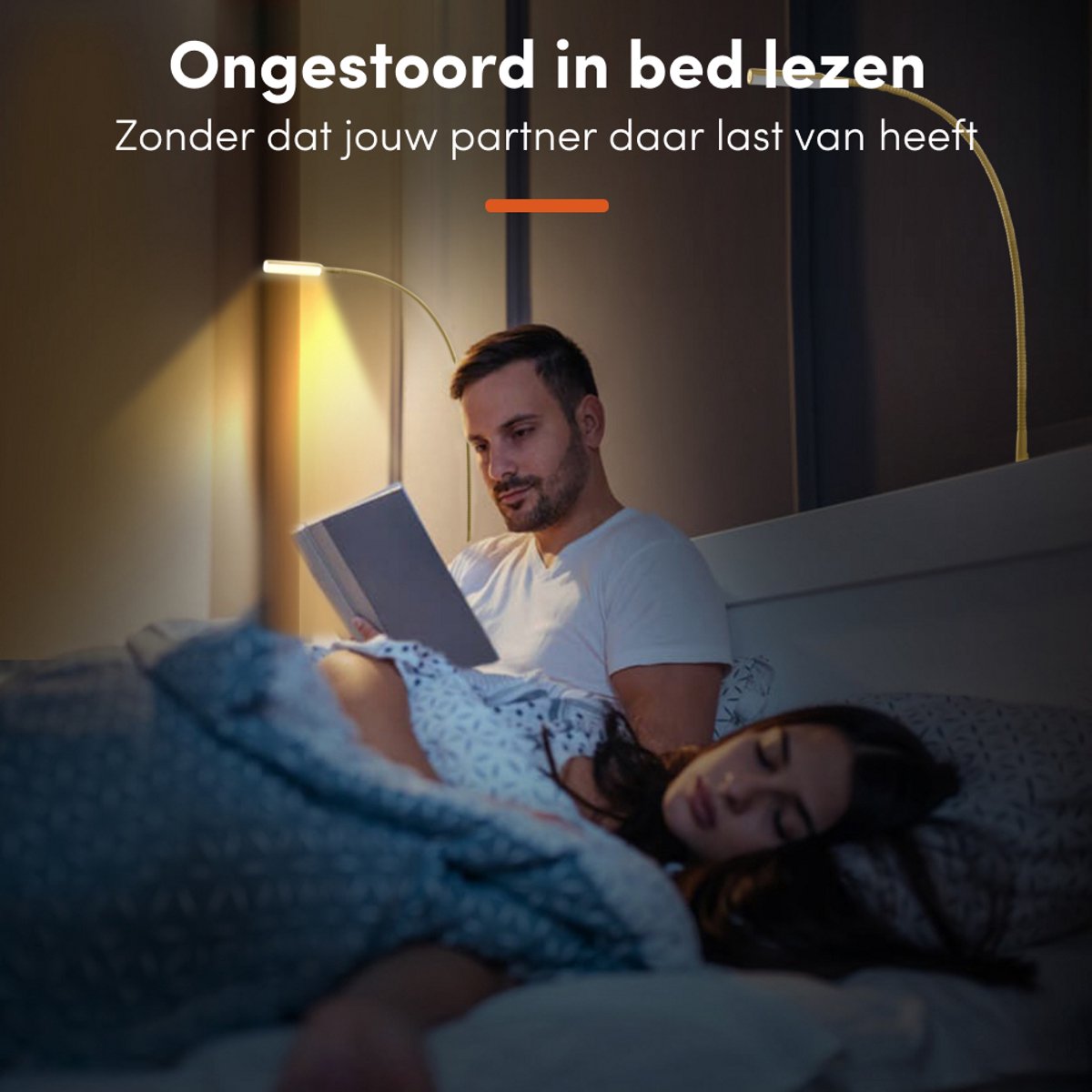 Nolt - Leselampe Bettleuchte - Dimmbare LED, 2er-Set, Klemme - Höhe 58 cm - Metall - Gold