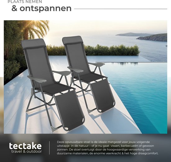 Tectake - 2er-Set Klappstühle - für Garten, Terrasse oder Balkon - Aluminium - Anthrazit