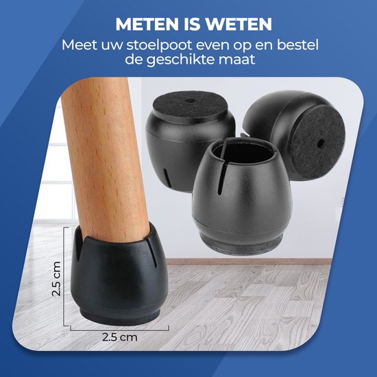 Roegaarden Stuhlbeinschoner Rund - Stuhlbeinkappen - Stuhlbeinfilze - 24 Stück - Schwarz - 17-21MM