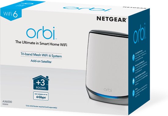 NETGEAR Orbi RBS850 - Mesh Wifi - Geeignet für Wifi 6 - 1-Pack