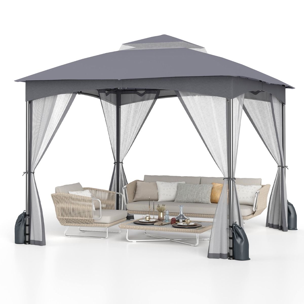 Coast Gartenpavillon – Doppeldach – Moskitonetz – 3 x 3 m – Khaki