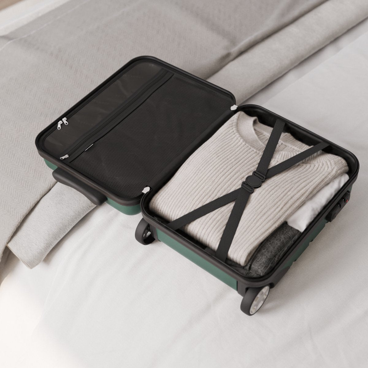 TRVLMORE Handgepäckkoffer für unter den Sitz – 40 x 30 x 20 cm – 24 l – TSA-Schloss – 2 Rollen – Dunkelgrün
