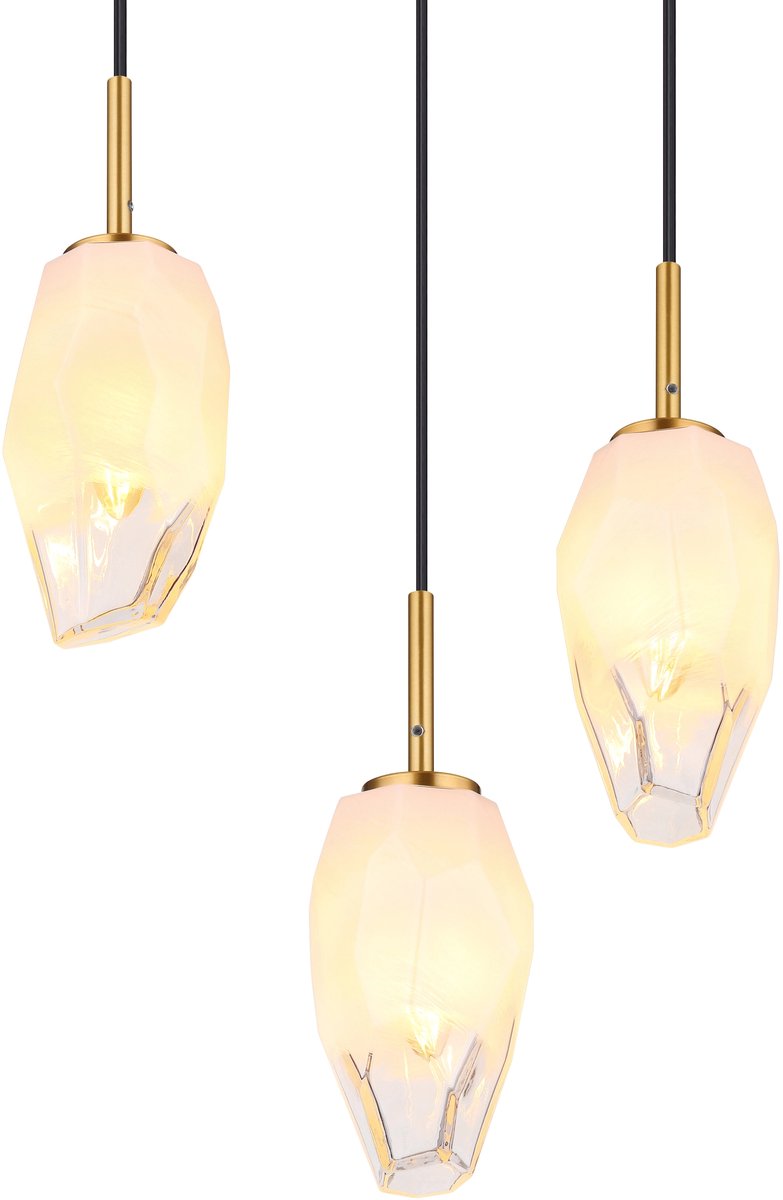Globo - Barcley Pendelleuchte - Messing Metall - Opal & Klarglas - Klassisches Design - E14 Fassung - Höhenverstellbar