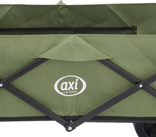 AXI AB131 Zusammenklappbarer Handwagen – Grün – Mit Deichsel, Bremsen und Schutzhülle – 100 kg Tragkraft – Leicht zu transportieren – Metall