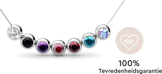 Yolora Damen-Halskette mit Anhänger - 7 farbige Kalpa Camaka Kristalle - Set mit 7 Kristallen - Farbe Silber