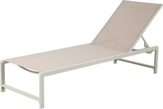 AXI Zane Liegestuhl Beige/Braun – Pulverbeschichteter Stahlrahmen – Rückenlehne mit 5 Einstellpositionen – Liegefläche aus Textileen – 173 x 62 cm
