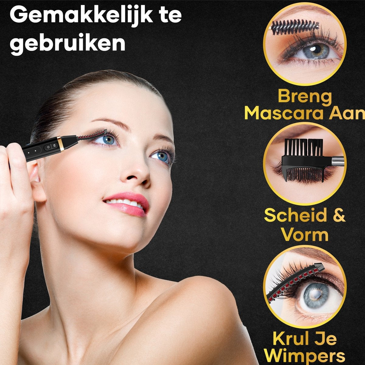 MoreWomen - Elektrische Wimpernzange - Beheizt - Wimpernlifting - inkl. Wimpernbürste - Schwarz