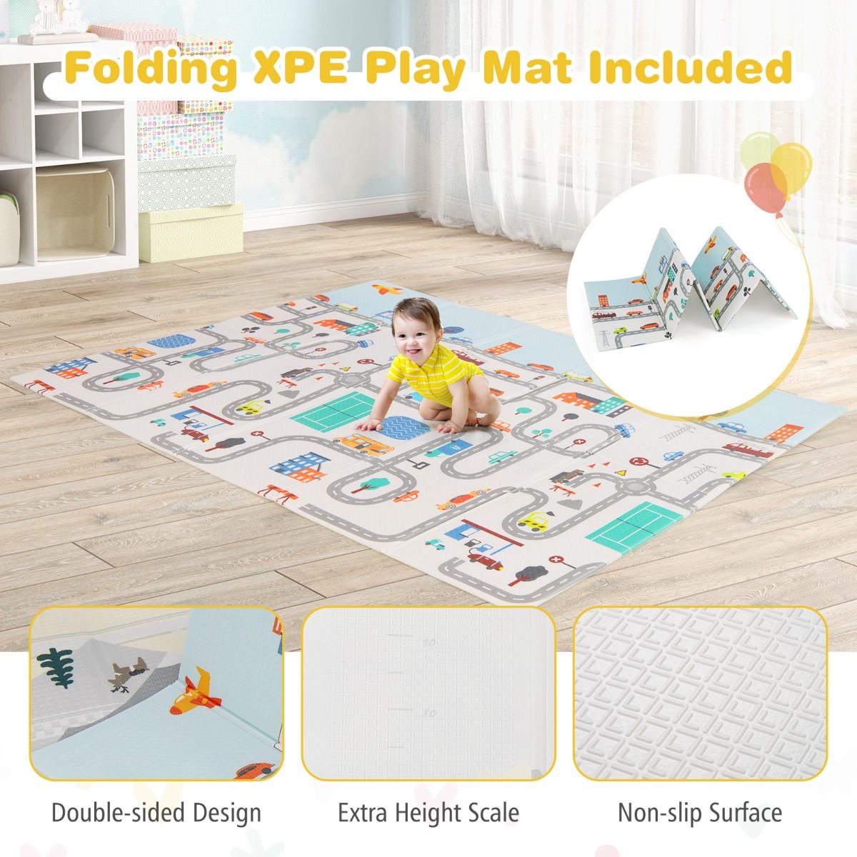 Coast Baby Box mit Matratze und 50 Spielbällen 189 x 158 x 68 cm - Dunkelgrau