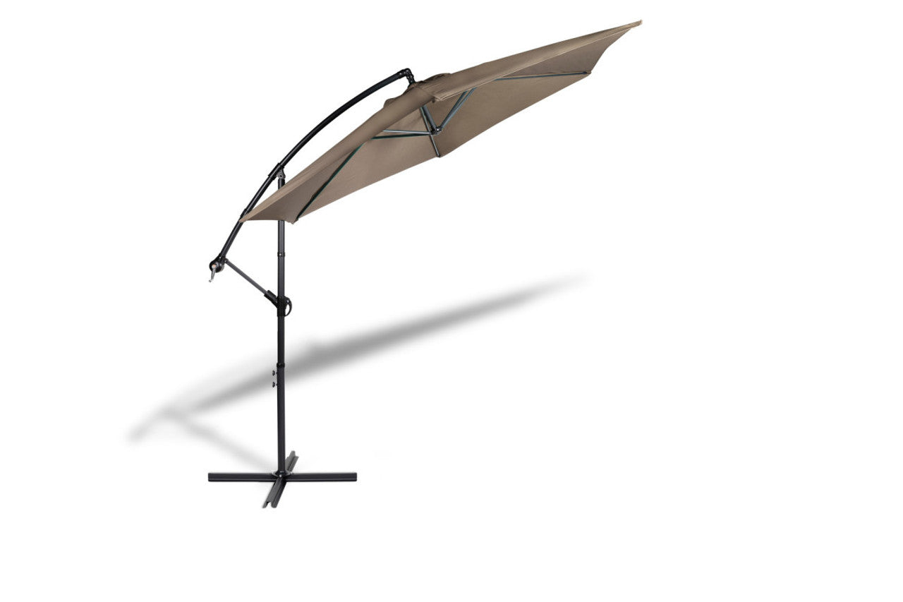 Lifa Garden - Hängesonnenschirm Premium - inkl. wasserdichte Sonnenschirmhülle - Polyester - 300 x 300 x 250 cm - Taupe