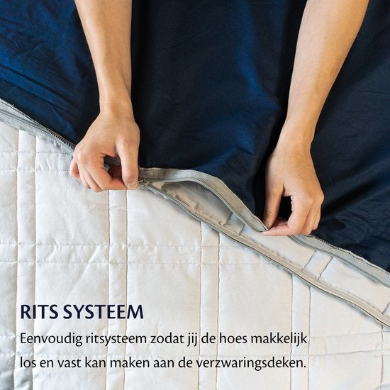 EL Life Wiegedecke Baumwolle 7 kg 135x200 cm - Bundle mit Bezug - Wiegedecke inkl. grau-blauem Bio-Baumwollbezug