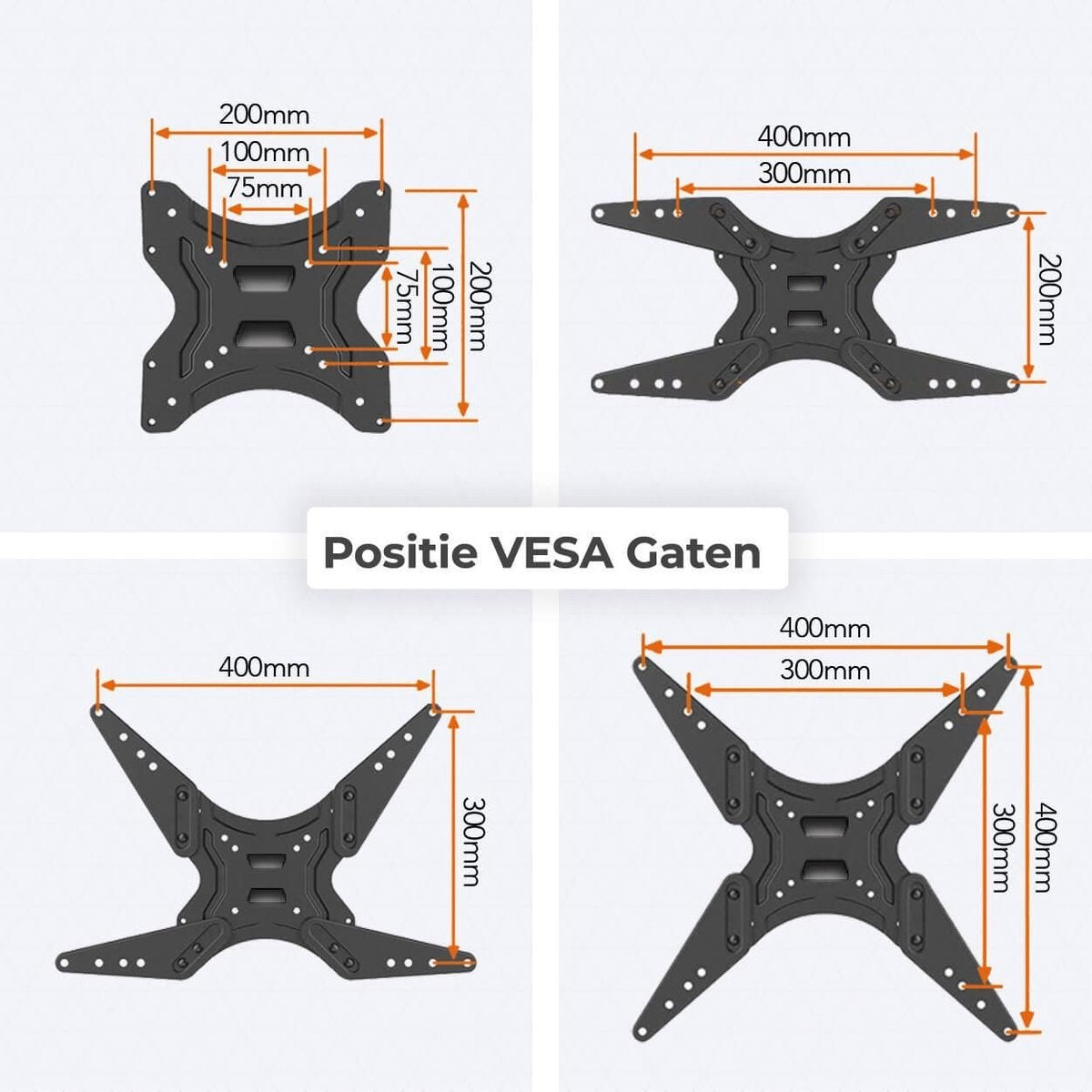 LifeGoods TV-Halterung - drehbar und neigbar - 26 bis 55 Zoll - bis zu 30 KG - Schwarz