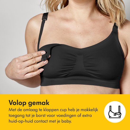Medela Keep Cool BH – Nahtloser Still-BH – Schwangerschafts-BH mit 2 atmungsaktiven Zonen – Soft-Touch-Material – Schwarz – Größe L