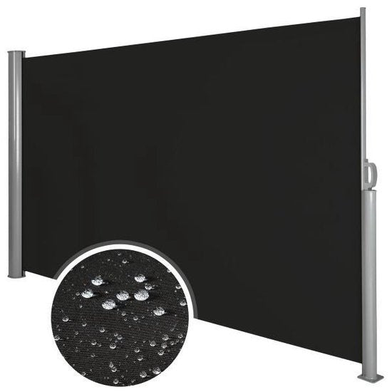 Ausziehbarer Aluminium-Windschutz Gartenschirm 160 x 300 cm schwarz 401525