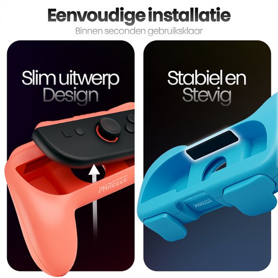 Phreeze Controller-Griffe, passend für Switch 2 Joy-Con-Griff – Halterung – ergonomisch – mit Triggern – rot und blau – 2 Stück